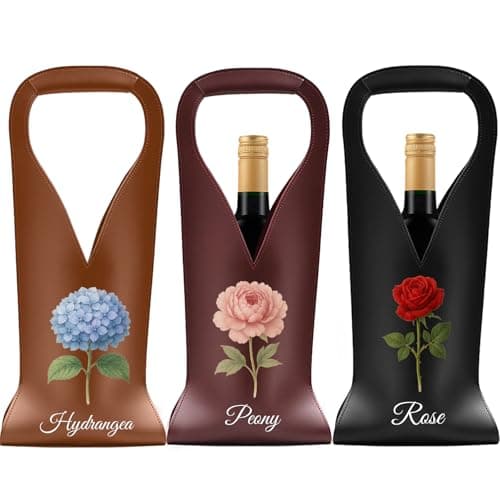 NYLGOXITK Personalized Leather Wine Tote Bag – Custom Name & Birth Flower Wine Bottle Holder, Elegant Reusable Wine Carrier for Birthday, Anniversary, Wedding & Holiday Gifts - Thumbnail 6