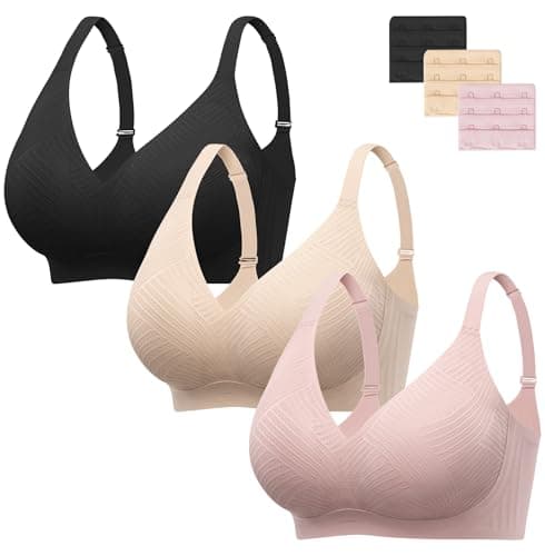 Jelly Wireless Bras for Women Lace V Neck Push up Seamless T Shirt Bra Comfortable No Underwire Bra with Adjustable Straps