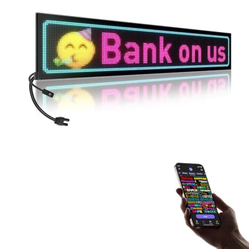 Large Programmable P5 Resolution LED Sign, Indoor Window LED Signs, Bluetooth App, for Business Bars Gaming Rooms Restaurants Festivals (37"x 8") - Image 1