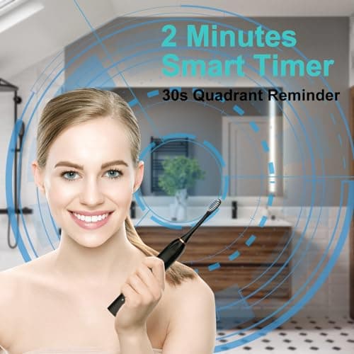 MSETGRD 3 Pack Electric Toothbrush with 6 Modes, Rechargeable Toothbrushes with 12 Brush Head, Fast Charge 2 Min and 30s Timer Toothbrush - Thumbnail 5