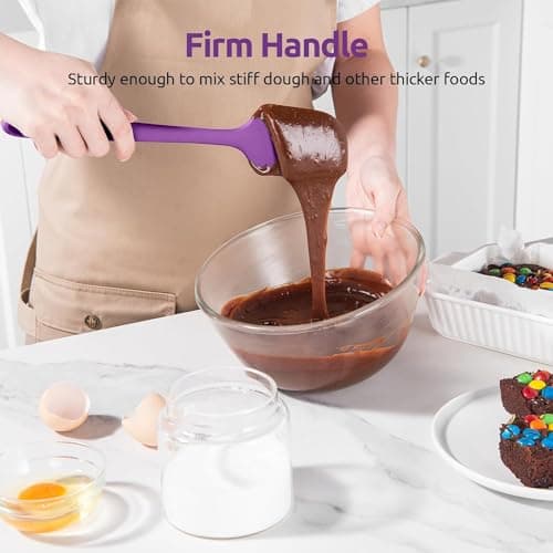 HFLYJPYW Spatulas Set of 6, Food Grade Silicone Spatulas Rubber Heat Resistant, Stainless Steel Core, Kitchen Utensils Nonstick for for Cooking, Baking and Mixing(purple) - Thumbnail 5