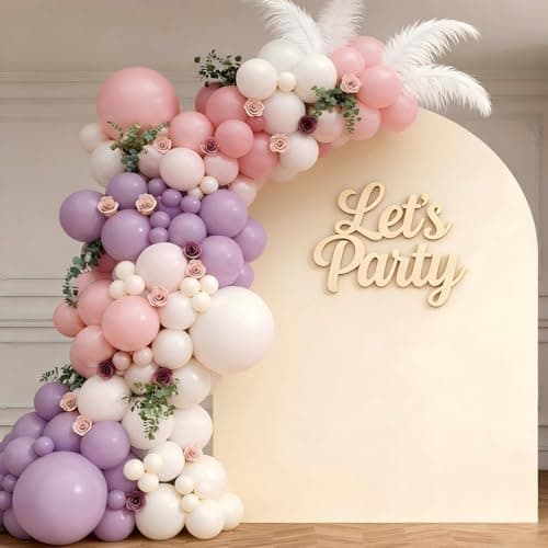 Pink Purple White Balloon Garland Arch Kit 143Pcs Lavender Light Pastel Purple Pink White Latex Balloons for Butterfly Bridal Shower Birthday Wedding Party Decorations
