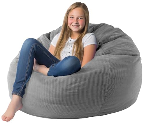 Stuffed Animal Storage Bean Bag Chair Corduroy Toy Cover Organize Plush Toys and Textiles Perfect Ultra Soft Sack Bean Bag (No Filler) Gray - Thumbnail 2