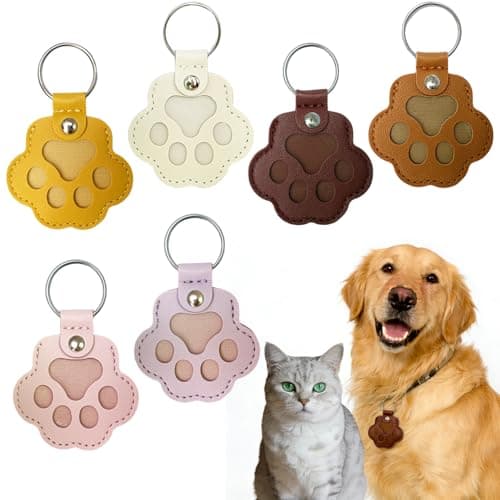 QTYSFE Pet Hair Keychain 6 Pcs, Leather Keychain for Dog Paw Shaped Pet Fur Keepsake, Paw Keychain For Dog Hair Cat Fur Memorial Gifts Key Holder - Image 1