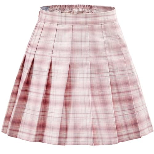 Laimi Duo Girls's Pleated Skirts high Waist mini Tennis Skater Skirt Pink Plaid Athletic Golf Skort Lightweight Skorts for Girls Size 2 - Image 1