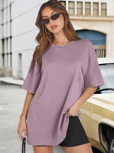 Dhigali 3 Pack Workout Oversized Tshirts for Women Crew Neck Gym Casual Basics Womens Clothing Plain Baggy T Shirts - Thumbnail 6