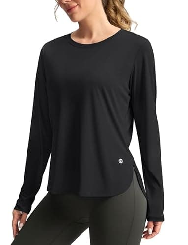 Women's Sun Shirts UPF 50+ Long Sleeve UV Protection Shirt Lightweight Quick Dry Workout Hiking Tops for Women(Black,L) - Image 1