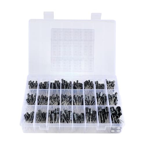 JESSINIE 24 Value 500pcs Aluminum Electrolytic 0.1uF-1000uF Capacitor kit, 16~50V Capacitor Assortment Radial Lead Type Range with Assortment Box - Image 1