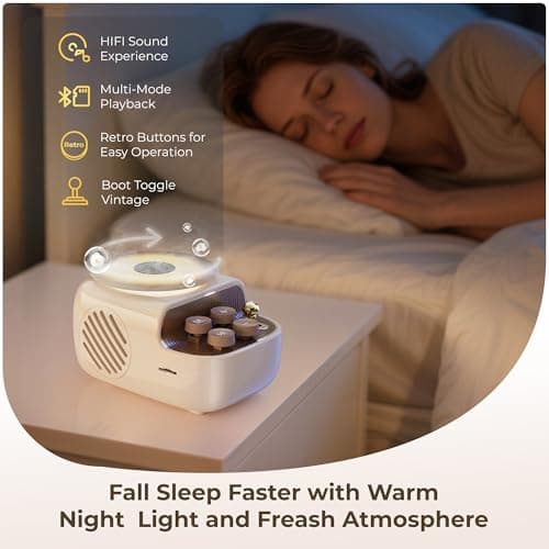 RichBird 3 in 1 Protable Cute Speakers with Aromatic Tray, Vintage Record Player Look, Speakers Bluetooth Wireless, Adjustable Ambient Lights for Home Office Decor - Thumbnail 5