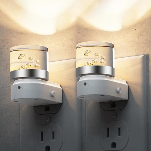 L LOHAS LED Night Light, 2 Pack Night Lights Plug into Wall, 3000K Soft Light LED NightLights, Built in Dusk to Dawn Sensor Bubble Wall Light for Hallway, Bathroom, Rooms
