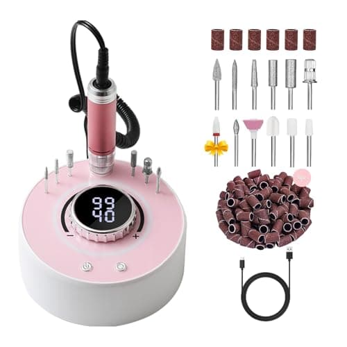 Qinvone Electric Nail Drill with Brushless Motor, 40000RPM Professional Cordless Nail File for Acrylic & Gel Removal - Rechargeable Manicure & Pedicure Kit with 12 Bits for Home and Salon Use (Pink) - Image 1
