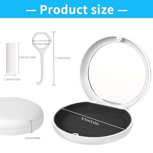 ACSKD Aligner Case with Mirror, Slim Retainer Case Travel-Friendly Dental Storage Box Compatible with Invisalign Braces, Night Guards,Includes 1 Remover Tool & 2 Chew, Black - Thumbnail 2