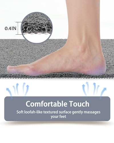 Mecko Non-Slip Shower Mat, Anti-Slip Bath Mat with Suction Cups – Quick-Drying Loofah Texture for Tub with for Indoor and Outdoor Use, Bathtubs and Wet Areas (Grey, 17"x30") - Thumbnail 4