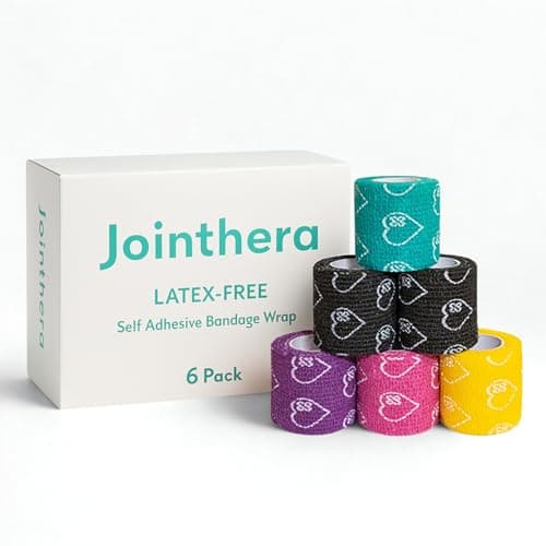 JOINTHERA Premium Latex Free Self Adhesive Bandage Wrap - 2 Inch x 5 Yards, 6 Pack | Elastic Cohesive Bandages, Vet Wound Tape for Pet, Athletic Adherent Grip for Sports, Medical and Tattoo Supplies - Image 1