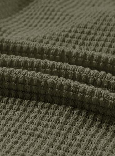 Dokotoo Button Up Tops for Women Trendy Fashion 2024 Waffle Knit Green Blouse Dressy Casual V Neck Tee Top Loose Fit Boyfriends Jacket Short Sleeve Solid Color Cute Summer Shirts Small - Thumbnail 6