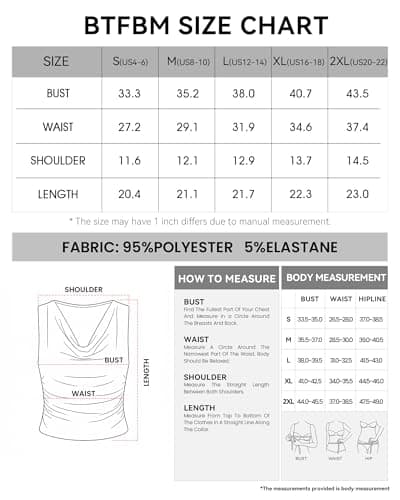BTFBM Cowl Neck Tank Tops for Women 2026 Spring Summer Sleeveless Dressy Blouses Business Casual Outfits Going Out Top(Red, X-Large) - Thumbnail 5