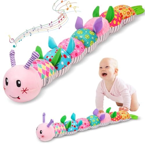 Baby Toys 0-12 Months, Caterpillar Musical Plush Stuffed Toy for Infant, Animal Soft Rattle Sensory Toys with Teether for Tummy Time, Newborn Boy& Girl Shower Birthday Christmas Valentines Gift - Image 1