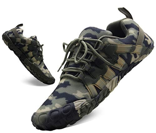 Cross Training for Women Workout Minimalist Barefoot Trainers Treadmill Walking Athletic Gym Lightweight Hiking Treadmil Spining Cycling Trekking Five Toes Sneakers Camo Green Camouflage US Size 6 6.5 - Image 1
