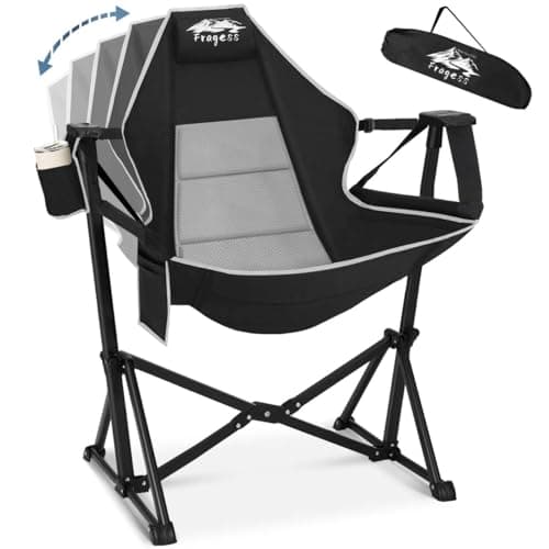 Fragess Portable Hammock Camping Chair with Adjustable Back, Folding Hammock Chair Supports 330lbs, Camping Swing Chair for Adults, Camping Hammock Chair for Lawn, Concerts, Backyard, Stargazer-Black - Image 1