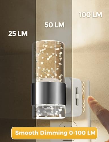 L LOHAS LED Night Light,Dimmable Night Lights Plug into Wall, 2 Pack Acrylic Nightlights with 0-100 LM Adjustable Brightness, 3000K Plug in Night Light with Dusk to Dawn Sensor, for Bathroom Hallway - Thumbnail 4