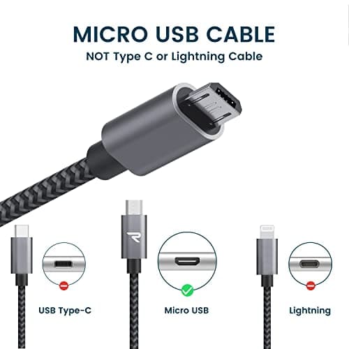 RAMPOW Micro USB Cable [2 Pack/3.3ft] QC 3.0 Fast Charging & Sync Android Charger, Braided Nylon Micro USB Cables for Samsung Galaxy S7/S6 and Edge, Note 6/5, Sony, Kindle, PS4 - Space Gray - Thumbnail 2