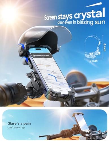 JOYROOM Motorcycle Phone Mount Holder, [All-Weather Sunshade & Overheat Protection] Phone Holder for Motorcycle ATV Scooter, [120mph Secure Lock] Handlebar Phone Mount for iPhone 17, All 4.7-7" Phones - Thumbnail 2