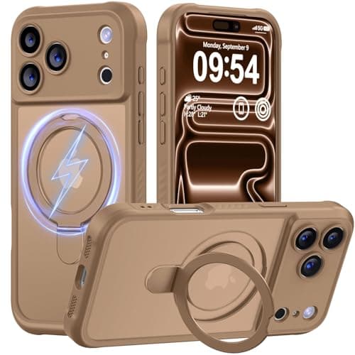 MOCCA Design for iPhone 17 Pro Max Case, Compatible with Magsafe [Premium Invisible Magnetic Ring Stand] [Military Drop Protection] Full Camera Guard Translucent Matte Slim Phone Cover 6.9",Brown - Image 1