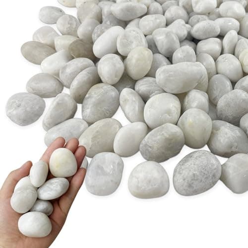 Garrdeen 15LB White Rocks, High Polished 1–2 inch Decorative Rocks for Plants, Lava Rocks for Plants, White Pebbles for Indoor Plants, Aquarium & Fish Tank Rocks,Garden Landscaping River Stones - Image 1