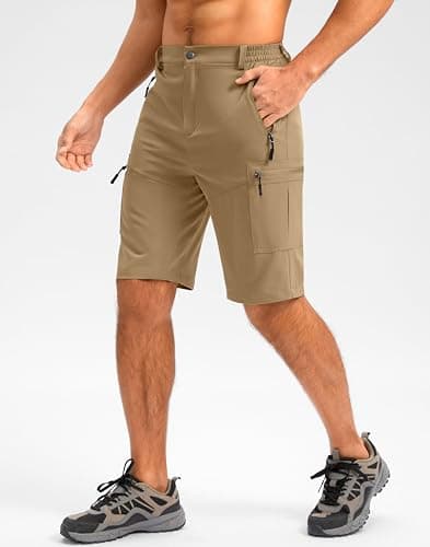 Pudolla Men's Hiking Shorts 11" Lightweight Cargo Work Shorts for Men Summer Travel Golf Casual Outdoor with 5 Pockets(Dark Khaki X-Large) - Thumbnail 2