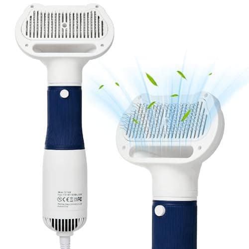 3-in-1 Dog Hair Dryer with Slicker Brush for Small and Medium-Sized Dogs and Cats Pet Hair Dryer Dog Blow Dryer Portable Overheat Protection Adjustable Temperature - Image 1
