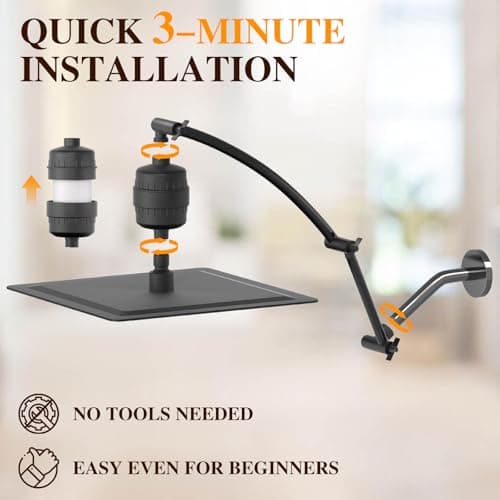 Vapralis Rain Shower Head with 20-Stage Shower Filter, High Pressure Filtered Showerhead with Adjustable Extension Arm for Removing Chlorine and Harmful Substances(10 Inch, Matte Black) - Thumbnail 6