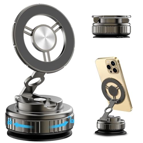 HUGSEE 2025 New Vacuum Magnetic Phone Holder for Car, Magsafe Car Mount for Car/Gym/Mirror/Smooth Surface, Compatible with iPhone Android and All Smartphones(G518) - Image 1