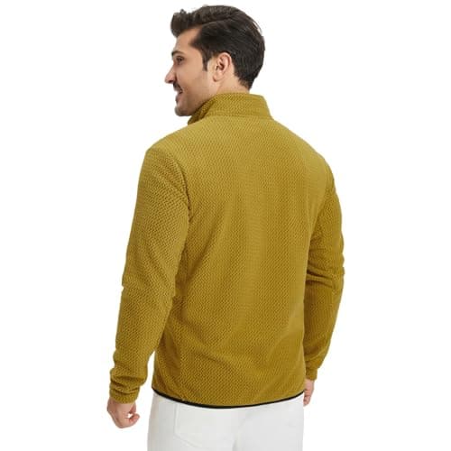 M MAELREG Quarter Zip Pullover Men Classic Golf Sweatshirt Dry Fit Soft Warmth Mens 3/4 Zip Pullover for Fall Yellow - Thumbnail 4