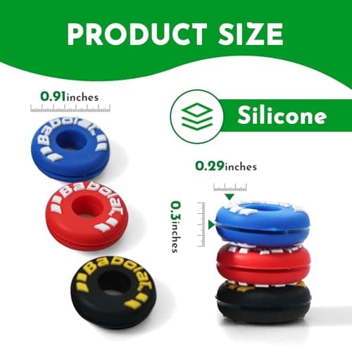 PHX Grove 6-Pack Tire-Shaped Tennis Racket Vibration Dampener - Shock Absorbers for Racquet Strings, Reduces Vibration, Noise and Arm Strain for Pain Relief - Durable Rubber, Easy to Install - Thumbnail 2