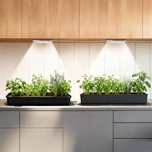 Dual Head LED Grow Light for Indoor Plants, Full Spectrum Under Cabinet Plant Light for Shelves, High PPFD Spotlight Puck with Timer & Dimmer, Stick-On Lamp for Succulents, Plant Stands & Wide Cabinet - Image 1