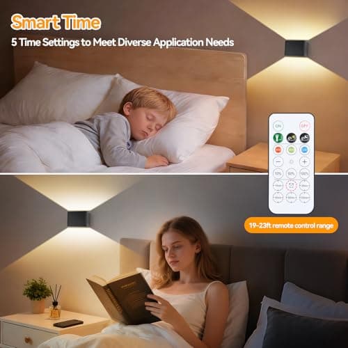 Aialun Motion Sensor Wall Light 5000mAh Battery Operated,Rechargeable Wall Sconce Set of 2 Wireless Closet Light,3CCT & Dimmable Up and Down Night Lights Magnetic Stair Lights for Bedroom Hallway - Thumbnail 4