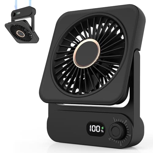 Ehoyal Magnetic Fan for Cruise Ship: 3600mAh Battery Powered & Plug-in, 100 Speeds, Digital Display, Small Portable Fan for Travel Cabin Ceiling Airplane RV Golf Cart, Cruise Must Haves List, Black - Image 1