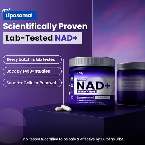 PURE HEALTH MAX PHM NAD Resveratrol Supplement - 10,000mg Extra Strength | NAD+ Liposomal Supplements for Men and Women | NMN & NMNH Alternative | 90 Capsules, 1.5 Months Supply - Thumbnail 2