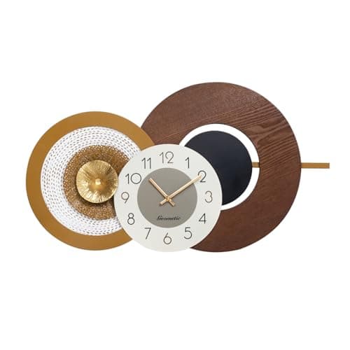 Anmotpe 27x16 Inch Large Decorative Wall Clock - Wood & Metal Mid Century Modern Clock Non-Ticking Silent Battery Operated for Living Room, Bedroom, Kitchen, Office, Home - Image 1