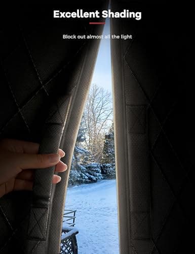 AEOCOO Insulated Door Curtains, Fit Size up to 38 x 82 Inches for Doorways/Front/Back/Basement, Magnetic Thermal Door Cover for Winter, Oxford Filled with Thick Cotton to Keep Warm, Black, Diamond - Thumbnail 5