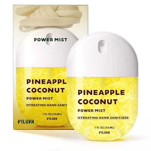 VILUVA Hydrating Hand Sanitizer Spray-Scented Power Mist Sprays Travel Size with Phone Lanyard, Alcohol-Free Moisturizing Pocket Hand Mist,Natural Ingredients,Pineapple Coconut Scented,1 FL.OZ Each - Image 1