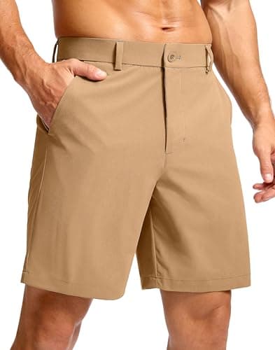 Soothfeel Men's Casual Shorts 7"/ 9" Golf Shorts for Men Flat Front Dress Work Shorts Quick Dry Lightweight with 3 Pockets Dark_Khaki L7.W36 - Image 1