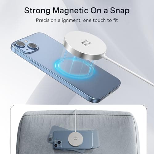 Wireless Charging Pad, Minthouz Wireless Charger with 20W Power Adapter, Magnetic Wireless Charger Fast Charging for iPhone 17/16/15/14/13/12 Series, Airpods 2/3/Pro and More Qi-Enabled Devices - Thumbnail 4
