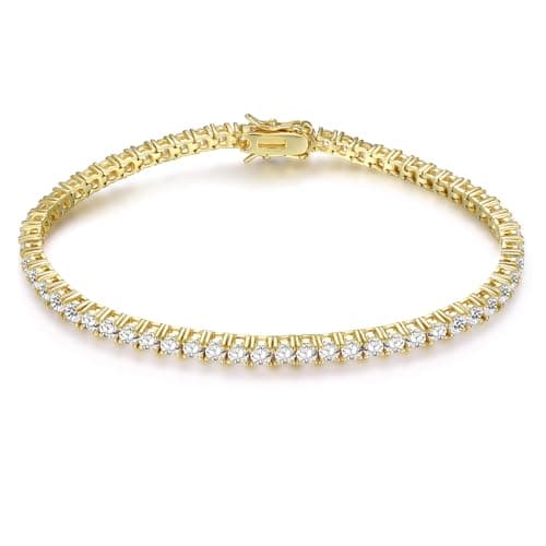 Gemsme 18K Gold Plated 3.0 Cubic Zirconia Classic Tennis Bracelet for Women and Men 7.5 Inch - Image 1