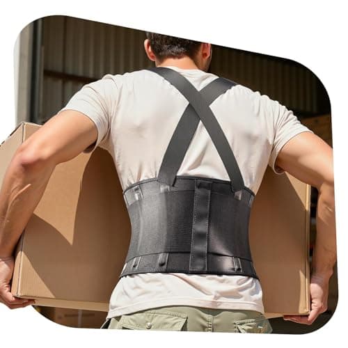 Medical-Grade Work Back Brace with Adjustable Shoulder Straps [Stronger Support & Breathable Mesh] Lower Back Support Belt for Men Women - Pain Relief for Lifting, Warehouse, Construction & Moving - Image 1
