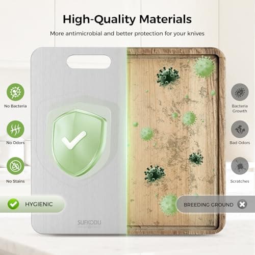 Titanium Cutting Board Set of 3, Titanium Cutting Boards for Kitchen, 100% Double-Sided Titanium Cutting Boards, Separate Raw and Cooked Food Areas, Non-Toxic, Dishwasher Safe (S+ M + L) - Thumbnail 4