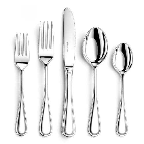 NICE KITCHEN Silverware set for 8,40 Pieces Premium Stainless Steel Silverware set,Mirror Polished Cutlery Set,Flatware Set for 8,Dishwasher Safe,Luster Series - Image 1