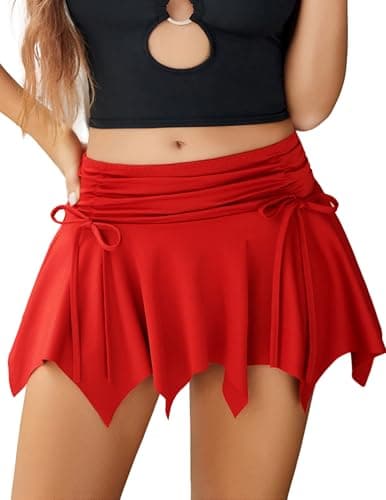 Avidlove Women's Low Waist Flowy Mini Skirts Stretchy Lined Layered Pleated Casual Beach Short Skirt - Image 1