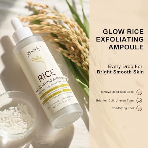 White Rice Peeling Ampoule Exfoliating Serum 80ml, Peel Shot Glow Exfoliating Face Serum, Soft Exfoliating Body Scrub Dead Skin Cells, Whitehead Blackheads Remover for All Skin Types korean skin care - Thumbnail 3