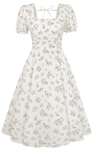 Belle Poque Apricot Orange Vintage Milkmaid Wedding Guest Dress 2026 Summer Square Neck Puff Sleeve Sun Dress XXL - Image 1